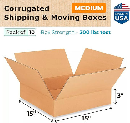 Medium Moving & Shipping Boxes 15x15x3 inches - Image 2