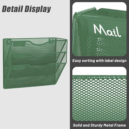 EASEPRES 3 Pocket Mesh Hanging Wall File Organizer, Wall Mounted Mail Paper - Image 3