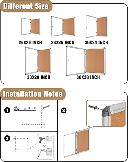 Mifuro 36"x24" Enclosed Bulletin Board, Lockable Weather-Resistant Aluminum - Image 4