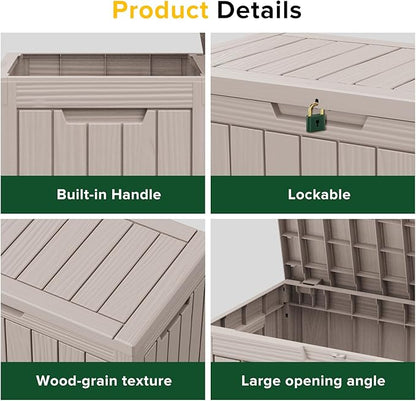 Decksplore 45 Gallon Outdoor Storage Box Waterproof Lockable Resin Deck Box - Image 4