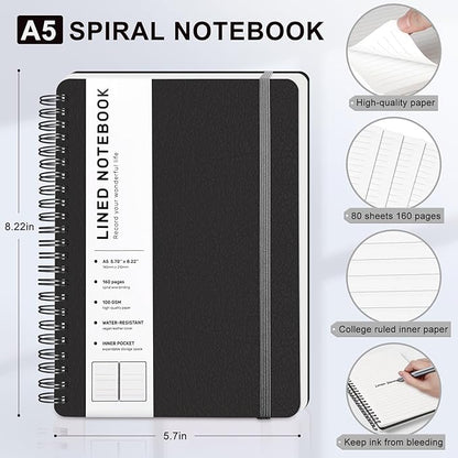 ABERLLS Black Lined Spiral Journal Notebook - Image 2