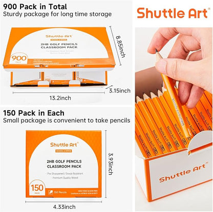 Shuttle Art 900 Pack #2 HB Golf Pencils, Wood-cased 3.5” Mini Pencils Bulk - Image 2