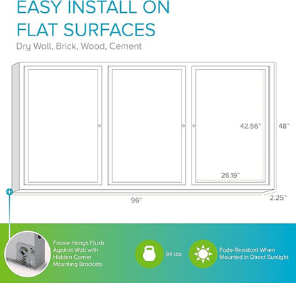 Ghent 48" x 96" 3-Door indoor Enclosed Recycled Rubber Bulletin Board, Shatter - Image 5