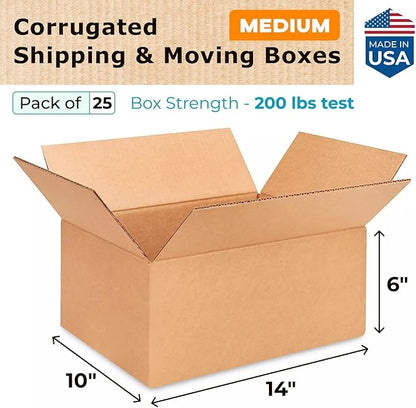 Medium Moving & Shipping Boxes 14"L x 10"W x 6"H - Image 2