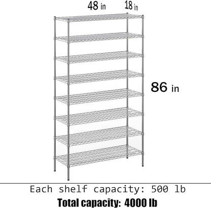 Regal Altair 18" Deep x 48" Wide x 86" Height Wire Shelving Kit | 8-Tier | NSF - Image 3
