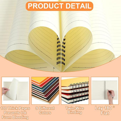 Yahenda 72 Pcs Spiral Notebook Bulk A5 Journal Lined 8.3'' x 5.5'' Writing - Image 4