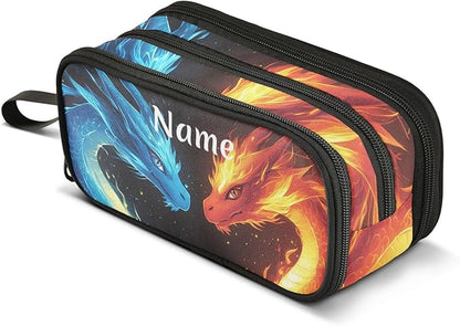 BOENLE Custom Dragons Red Blue Fire Eyes Pencil Case Box Boys Girls by BOENLE-WELCOMEYOURCOMING