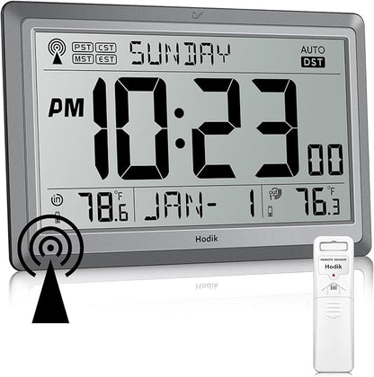 Wall Clock Atomic with Indoor Outdoor Temperature Battery Powered, Easy Reading - Image 9