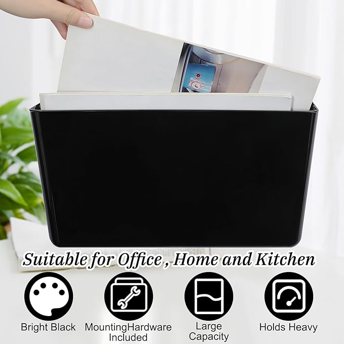 Tenceur 10 Pcs Single Pocket Wall Mount File Holder Black Plastic Wall Pocket - Image 3