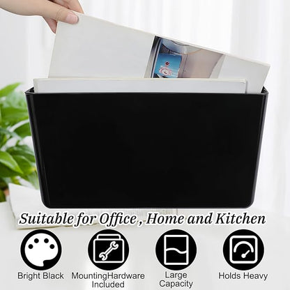 Tenceur 10 Pcs Single Pocket Wall Mount File Holder Black Plastic Wall Pocket - Image 3
