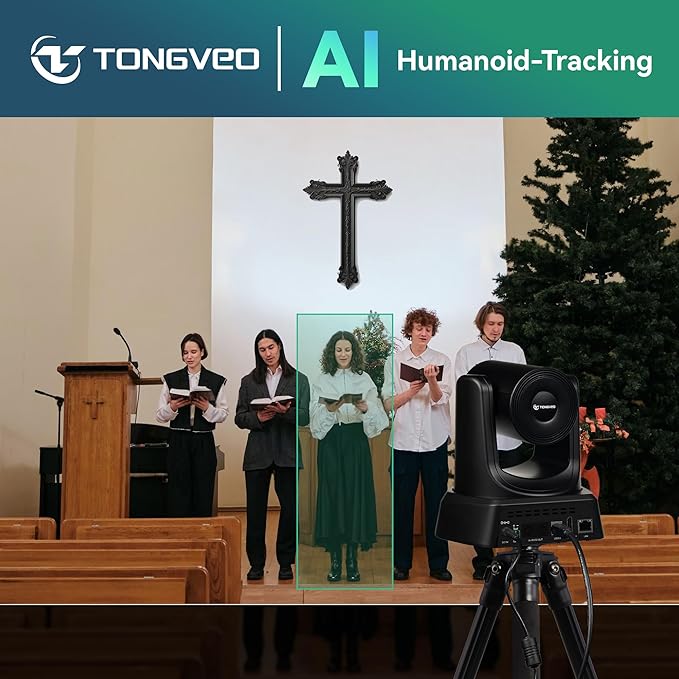 TONGVEO 4K AI PTZ Camera with Auto Tracking and 20X Optical Zoom, Conference - Image 4
