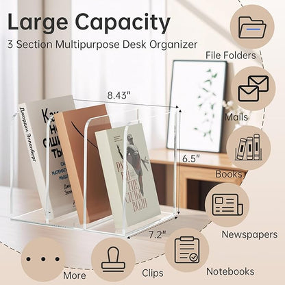 POCFOINY Acrylic Desk Organizer Book Organizer, Magazine File Holder, Vertical - Image 2