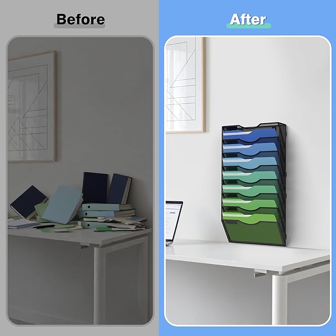 Kuntine.B Wall File Organizer Office Hanging Magazine Holder Wall File Organizer - Image 5