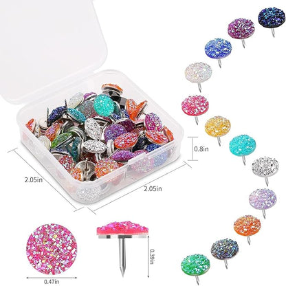 50Pcs Push Pins, Shiny Diamond Glitter Rhinestone Decorative Thumb Tacks - Image 2