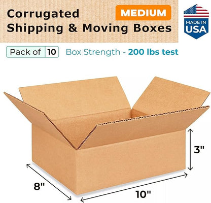 Medium Moving & Shipping Boxes 10x8x3 inches - Image 2