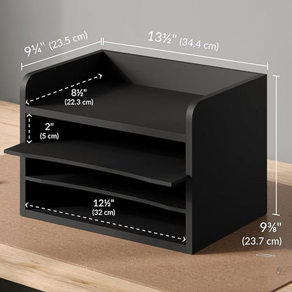 Ballucci File Organizer, 4-Tier Office Desk Organizer, Open Top Wood Paper - Image 4