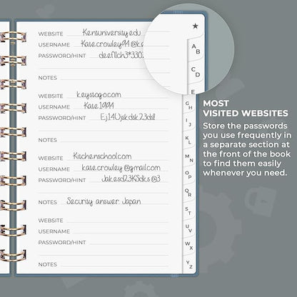 Clever Fox Password Book Spiral – Mini Internet Address & Password Organizer - Image 4