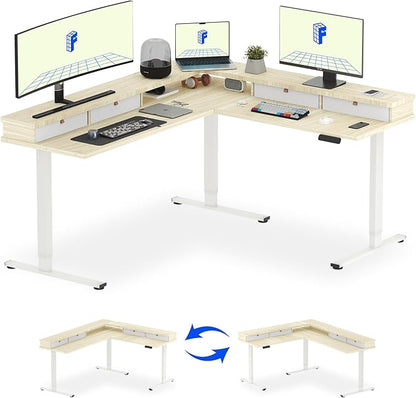 FLEXISPOT 71" L Shaped Standing Desk Electric Corner Table by FlexiSpot