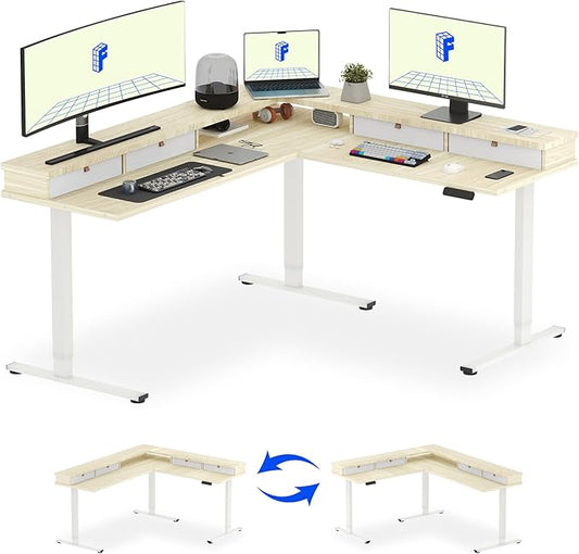 FLEXISPOT 71" L Shaped Standing Desk Electric Corner Table by FlexiSpot