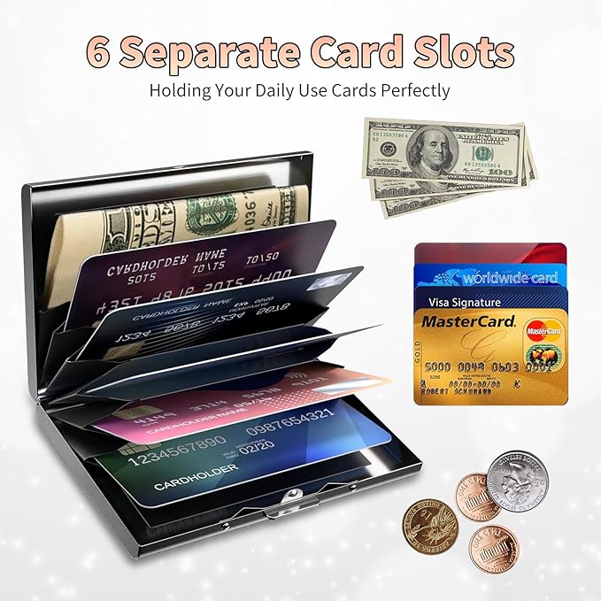 BWEGRHE Slim Credit Card Holder, Sunflower Yellow Purple Galaxy RFID Blocking - Image 5
