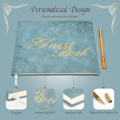 Blue Leather Wedding Guest Book, Polaroid Guest Book - Image 5