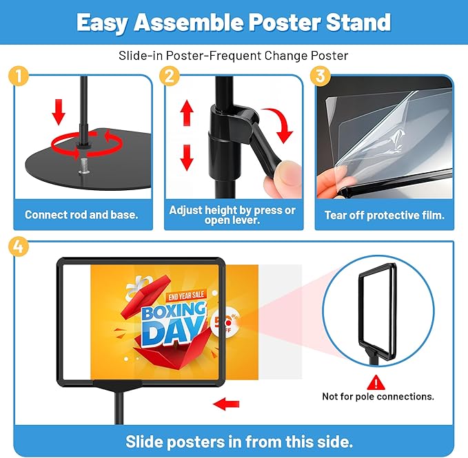 8Pack Sign Holder Stand for Display 8.5 x 11, Adjustable Poster Stand for Table - Image 4