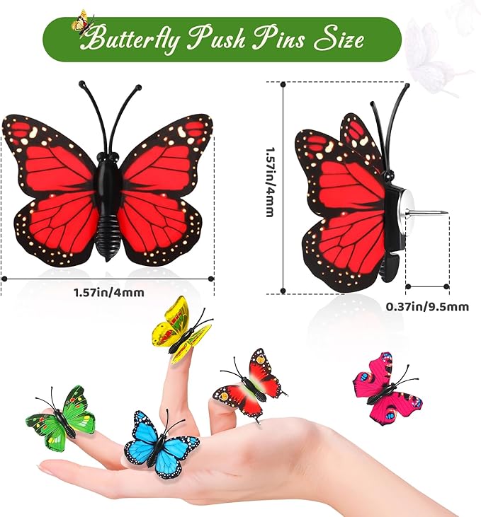 50Packs Decorative Push Pins for Cork Board Butterfly Push Pins for Board - Image 3