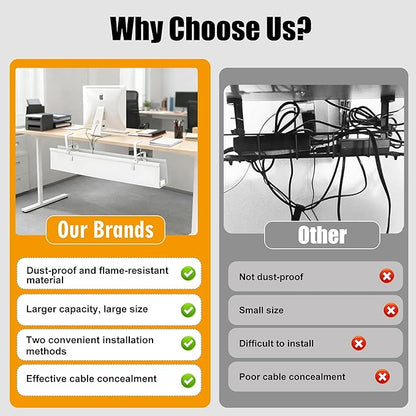 Oxford Cloth Under Desk Cable Management Tray, No-Drill 48" Desk Cable - Image 6