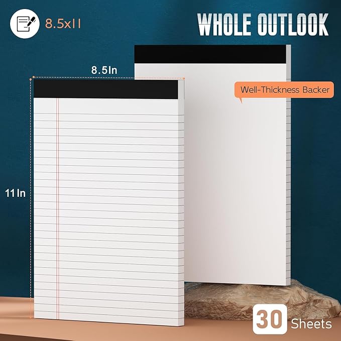 White Legal Note Pads 8.5X 11'', 24 Pack Legal Paper Note Pads, Micro - Image 2