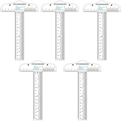 6 Inches Acrylic Clear T-Square Ruler, 5 Pack, T Square Ruler, Transparent by CYFUNDESIGN