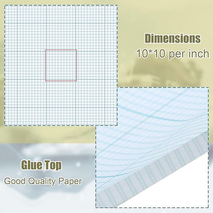 Ctosree 3 Pcs 8.5 x 11 Quadrille Pads 10 Squares Per Graph Paper Pad Back to - Image 3