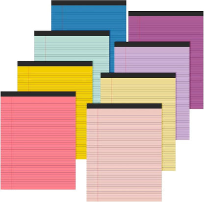 Fuutreo 8 Pcs 8.5'' x 11'' Colored Legal Pad Writing Pads Narrow Ruled 50 by Fuutreo