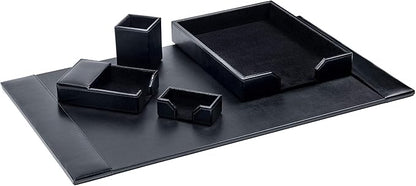 DACASSO Black Bonded Leather 5-Piece Desk Set by Dacasso