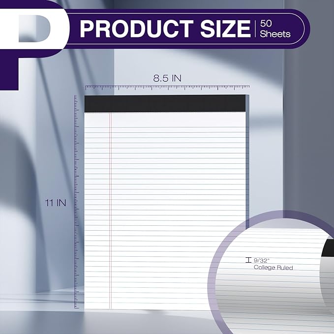 3 Pack Legal Pads 8.5 x 11 College Ruled Colored Note Pads 8.5" x 11" Lined - Image 2