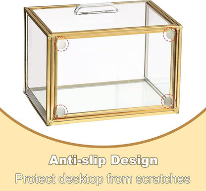BTSKY Golden Glass Index Card Organizer Box, 3x5 Inch Index Cards Holder - Image 5