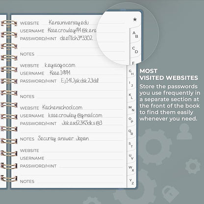 Clever Fox Password Book Spiral – Internet Address & Password Organizer - Image 4