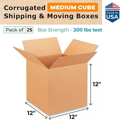 Medium Shipping & Moving Boxes 12"L x 12"W x 12"H - Image 2