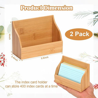 SHIQIKEJIPTY 2 Pack Index Card Holder 3X5 Inch Wood Index Card Box - Image 2