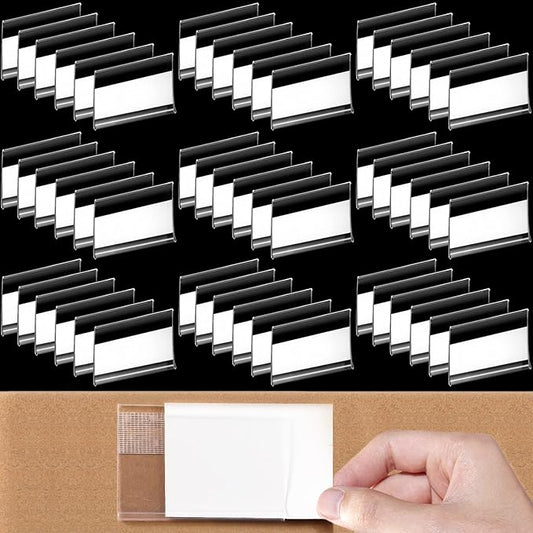 72 Pieces Clear Plastic Adhesive Shelf Tag & Price Label Holders by Cindeer