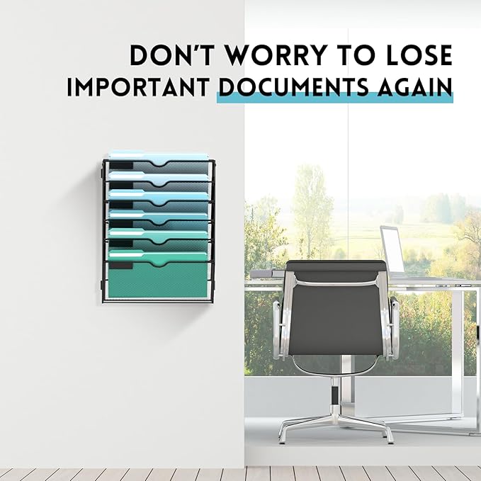 SUPEASY 6-Tier Wall File Organizer, Hanging Wall Files - Image 4
