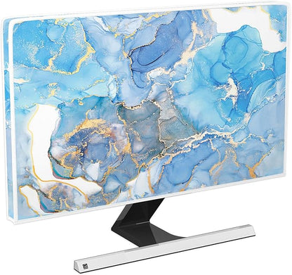 Baocicco Baby Blue Gold Marble Waterproof Screen TV Cover 70 Inch Modern by Baocicco