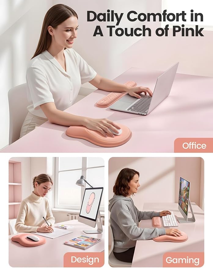Meatanty Keyboard and Mouse Pad Wrist Rest Set, Ergonomic Wrist Pad Support - Image 6