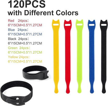 OneLeaf 120PCS Cord Organizer 6in Cable Ties Reusable - Image 5