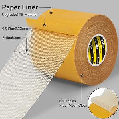 MILEQEE Double-Sided Mesh Carpet Tape Heavy Duty, 2.4in x 66FT, Large Durable - Image 2