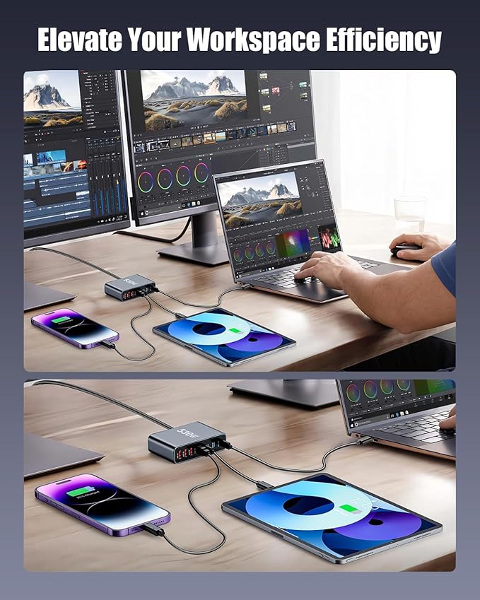 530W USB C Charger Block, 8-Port USB C Charging Station GaN IV Travel - Image 5
