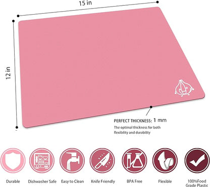ZVP Plastic Cutting Boards for Kitchen, Flexible Cutting Mats, Gradient Pink - Image 3
