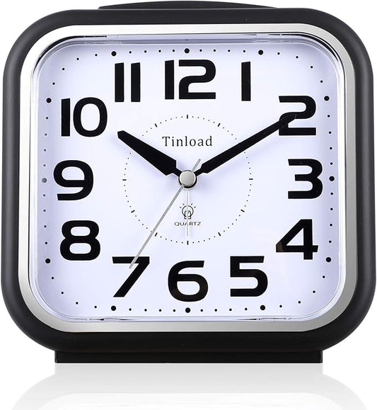 Tinload 5.5" Large Analog Alarm Clock Silent Non Ticking, Gentle Wake, Beep by Tinload