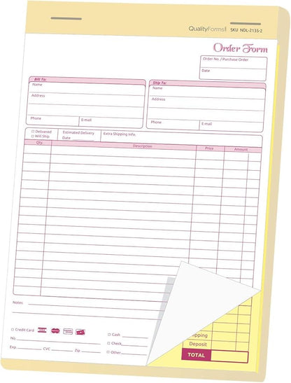 NextDayLabels - NCR Carbonless Order Forms, Bound Wraparound Cover, 50 Sets per by NextDayLabels