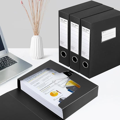 HUA JIE 2 Pack A4 Storage File Boxes Archives Case, 65mm Spine, Box File - Image 3