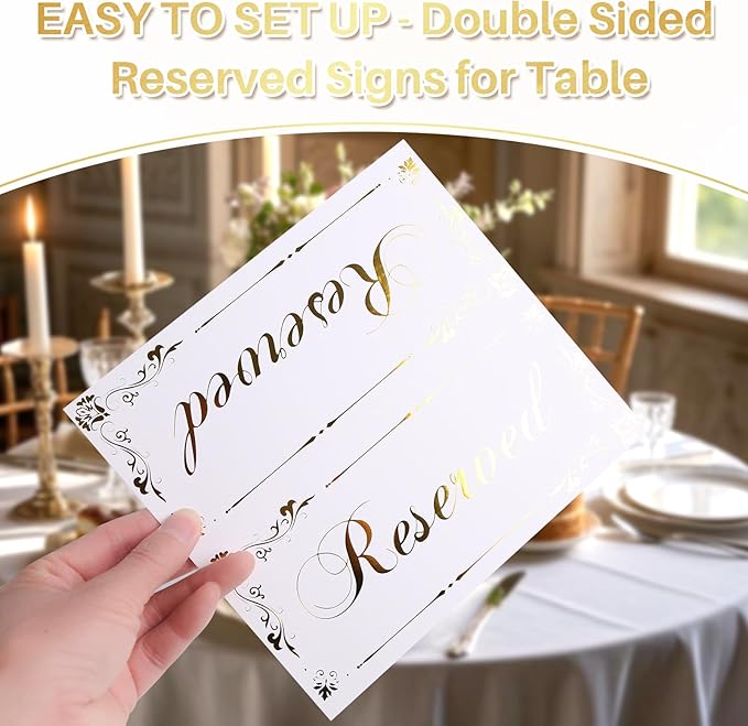 6 Pack Reserved Table Signs White Reserved Table Tent Card - Image 3